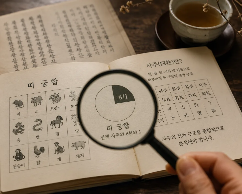 띠 궁합은 사주의 8분의 1만 본 그림입니다.